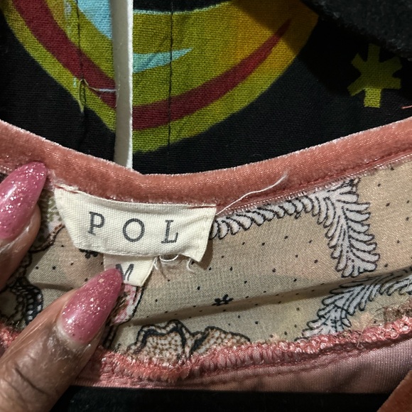 POL Velvet Blouse in Rust and Beige - Picture 3 of 3